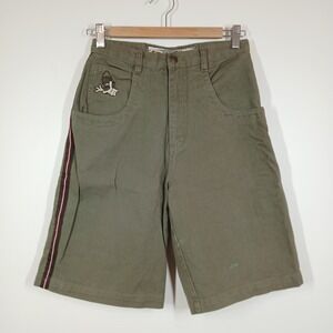 Rage Shorts Women 16 Green Cotton Embroidered Stripe Casual Streetwear Y2K